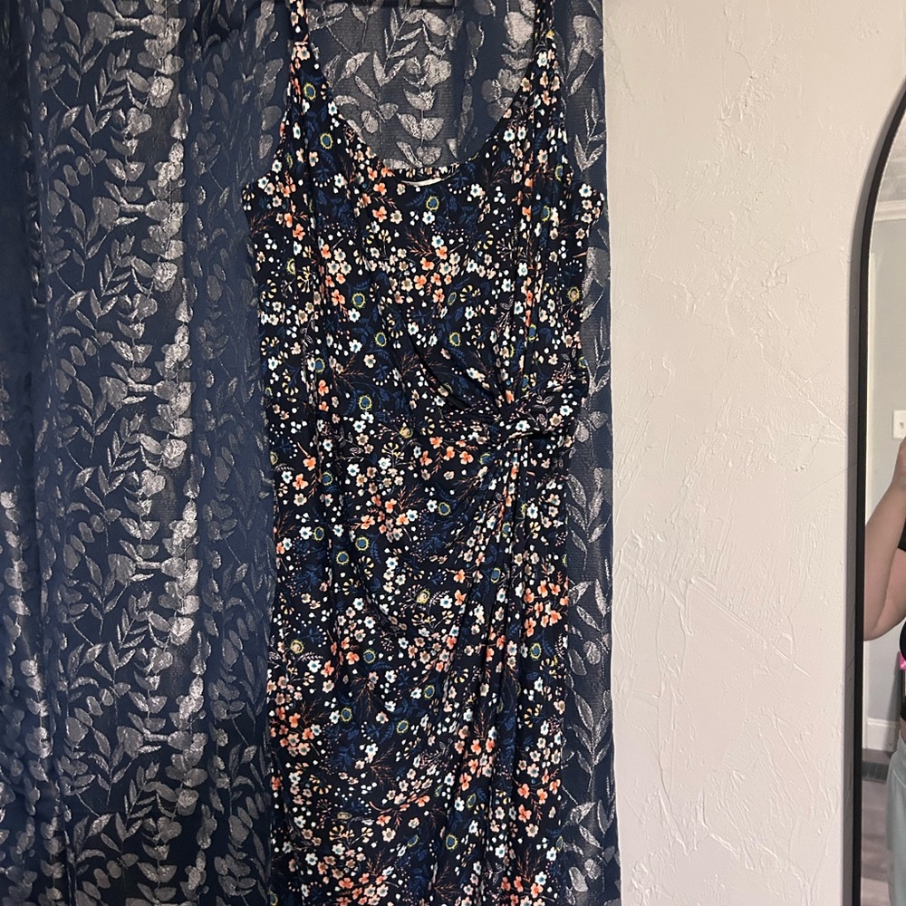 Nine Britton Blue Casual Midi Slip Dress with Spaghetti Straps